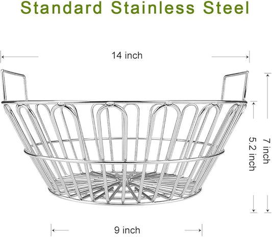 Seleware Innovative Stainless Steel Lump Charcoal Fire Basket, Grill Baskets for the Large Big Green Egg, Primo Kamado and Large Grill Dome, 14 Inch Diameter