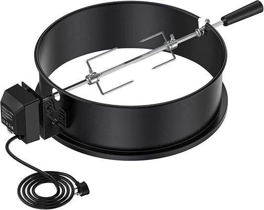 onlyfire Rotisserie Ring Kit for Weber 18" Kettle Charcoal Grills | Chrome Plated Steel Material, Turns Your Kettle Into A Chicken Roaster