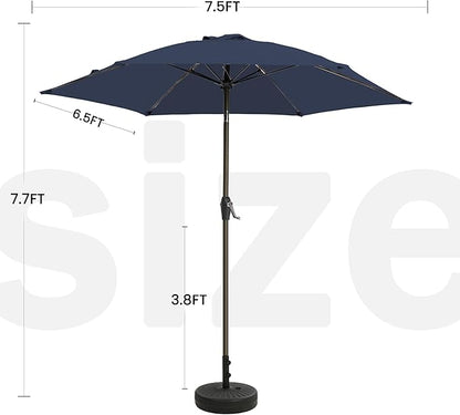 7.5FT Large Outdoor Patio Umbrella with Crank & Tilt - Durable Market Umbrella for Outdoor Patio with 6 Fiberglass Ribs for Poolside,Deck,Yard,Garden