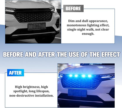 HZEL 4PCS Car Grille Lights, Bright Vehicle Front Grill Trim DRL Lamp with Wiring Harness, Waterproof Auto Exterior Grille Bumper LED Running Light, Compatible with F150 F250 F350 (Blue)