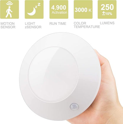 HONWELL Motion Sensor Light Indoor Ceiling Light Cordless Motion Sensor Light Battery Powered LED Warm White Light for Closet Cabinet Kitchen Bathroom Hallway Stairs Shower Wall Shed(5Inch)