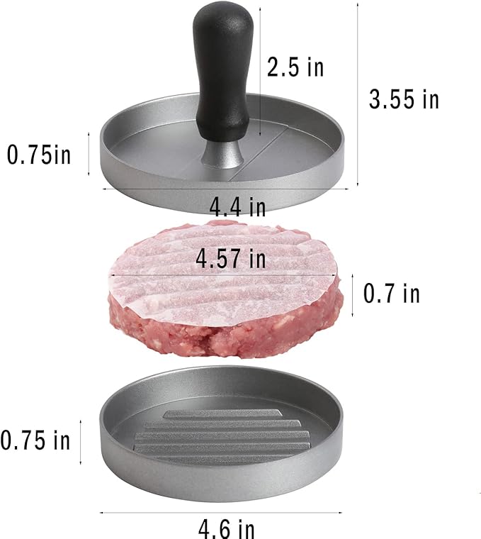 Leden Burger Press Hamburger Press Patty Maker with 100 Patty Papers Aluminum Hamburger Mold Non-Stick, BBQ Grill Accessories Kitchen Tool for Grilling