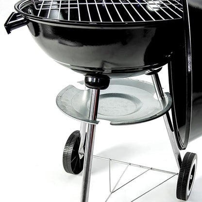 19590 17’ Charcoal Kettle BBQ Grill With Lid & Wheels/Outdoor, Picnic, Camping, Cooking/Chrome & Zinc Plated Grids / 72cm x 44cm