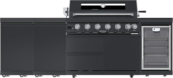 Modular Outdoor Kitchen Island with Grill,85,000 BTU,101 Inch,Black