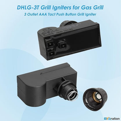 DHLG-3T Grill Igniters for Charbroil Performance Grill, 3 Outlets AAA Battery Tact Push Button Electronic Ignition Module, Grill Ignitor Replacement for Charbroil Grill Igniter Replacement