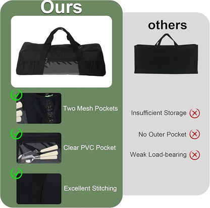22" Upgraded Grill Tools Storage Bag, BBQ Utensil Holder with Pockets, Carry Bag for Outdoor Camping & Hiking BBQ, Gift for Men