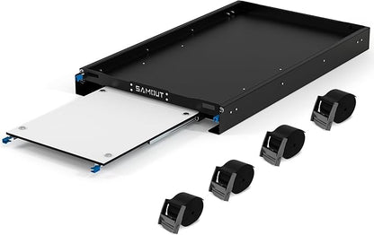SAMOUT Fridge Slide with Chopping Board, Inner 29.2 x 18.7in, Vehicle Refrigerator Slider with 4 Buckle Straps, Max 287 LBS, 3rd Gen