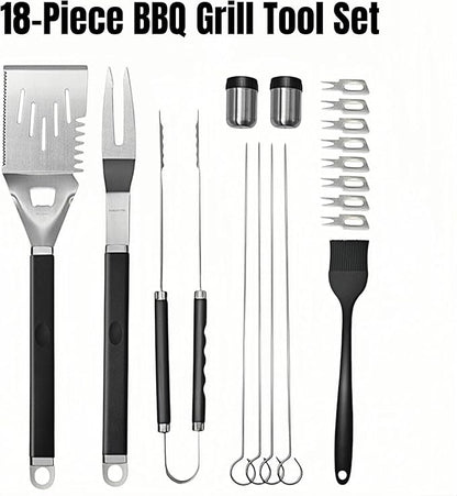 18-Piece BBQ Grill Tools Set, Heavy Duty Stainless Steel Grilling & BBQ Accessories, for Dad, for Mom, Birthday Gifts for Men, Outdoor Grill Kit with Storage Box