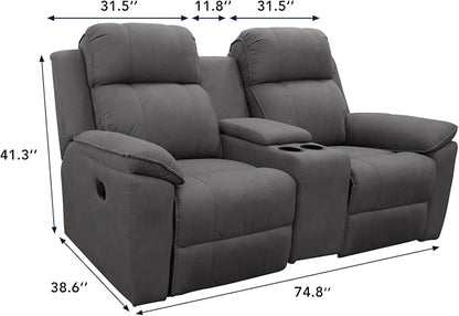PureFit Water Resistant Reversible Loveseat Recliner Cover for Double | Double with Console, Non Slip Split Sofa Cover, Washable Reclining Cover, Dark Blue/Light Blue
