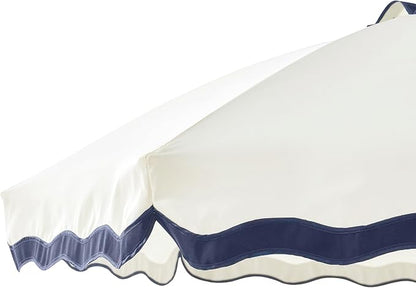 6FT Patio Beach Umbrella, UPF 50+ Sun Shade, Adjustable Tilt | Portable & Vented Outdoor Umbrella for Sand, Backyard & Garden, Harbour White (Ivory & Navy)