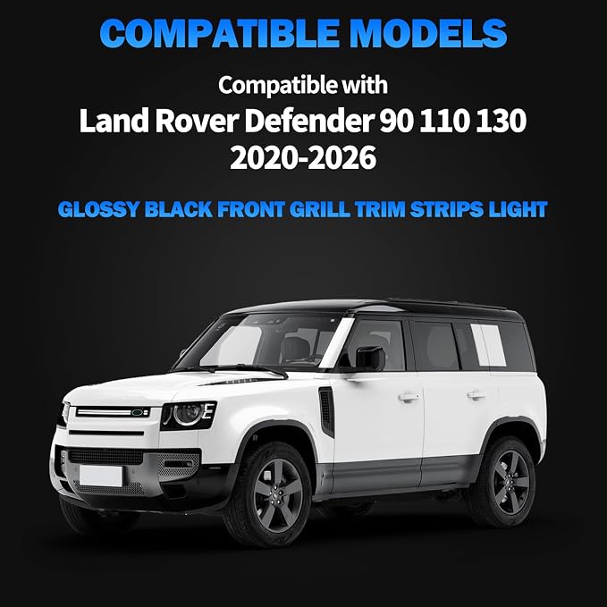 Grill Lights Compatible with Land Rover Defender 90 110 130 2020-2026 Led Front Grill Trim Strips Lighting Compatible with Land Rover Defender Accessories