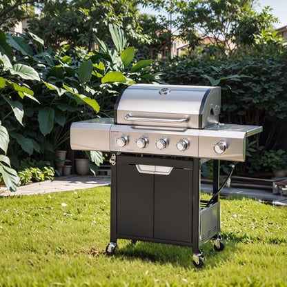 Endark 51,000 BTU 4-Burner Propane Gas Grill with Side Burner – Upgraded BBQ for Camping, Outdoor Cooking & Gatherings