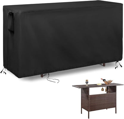 55 Inch Outdoor Bar Table Cover Rectangle for Patio Rattan Wicker Bar | 55x19x36,Waterproof Dustproof Heavy Duty Oxford Fabric,Outdoor Prep Table Cover with Air Vent Buckle Handle and Drawstring