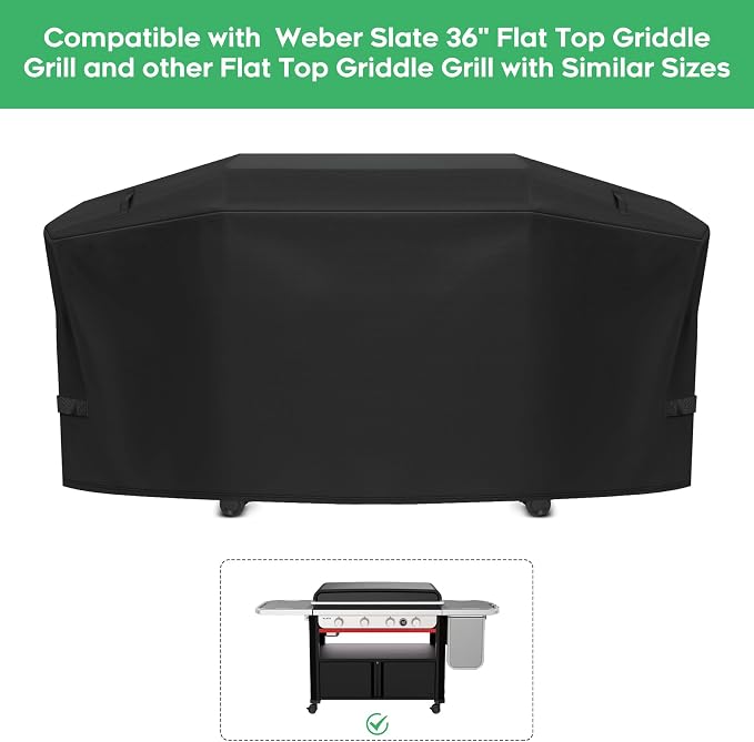 Heavy-Duty 600D Grill Cover fit for Weber Slate 36" Flat Top Griddle Grill，3400120 Weber Slate 36" Griddle Outdoor Waterproof Griddle Cover