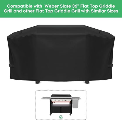 Heavy-Duty 600D Grill Cover fit for Weber Slate 36" Flat Top Griddle Grill，3400120 Weber Slate 36" Griddle Outdoor Waterproof Griddle Cover