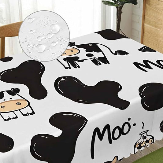 Cow Cute Table Covers Farm Milk Cattle Heavy Weight Tablecloth Cow Print Picnic Table Cloth for Kitchen Dinning Tabletop Outdoor BBQ Buffet Rectangle 52x70 Inch
