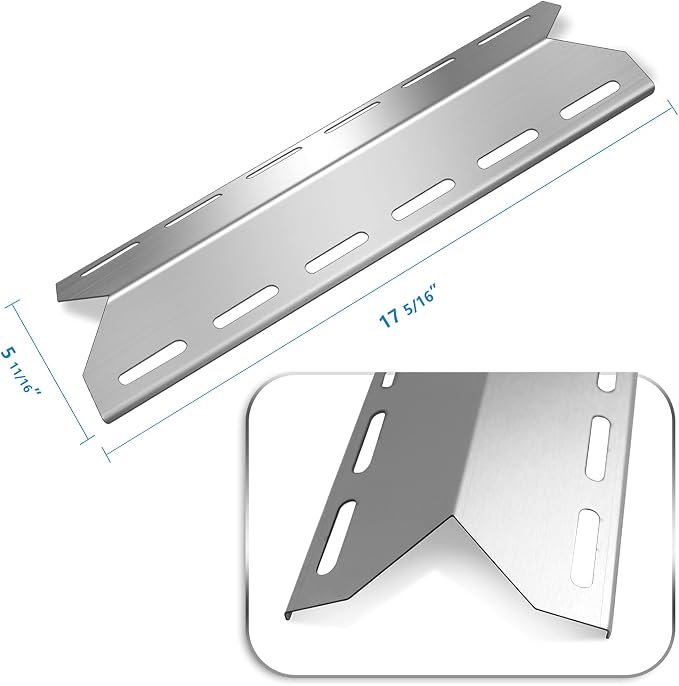 5 PC Heat Shield Tent Plate 17 5/16" Replacement for Charmglow 720-0234 | Zemibi BBQ Repair Kits for Nexgrill 720-0033 720-0234 720-0289 Gas Grill Models, Stainless Steel BBQ Burner Cover