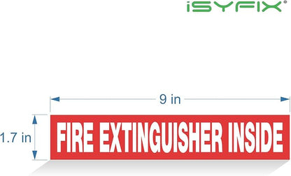 iSYFIX Fire Extinguisher Inside Sticker Sign – 10 Pack 9x1.7 Inch – Self-Adhesive Reflective Vinyl Decals, Laminated UV, Weather, Scratch, Fade Resistance, for Cars, Trucks, Trailers & Vehicles