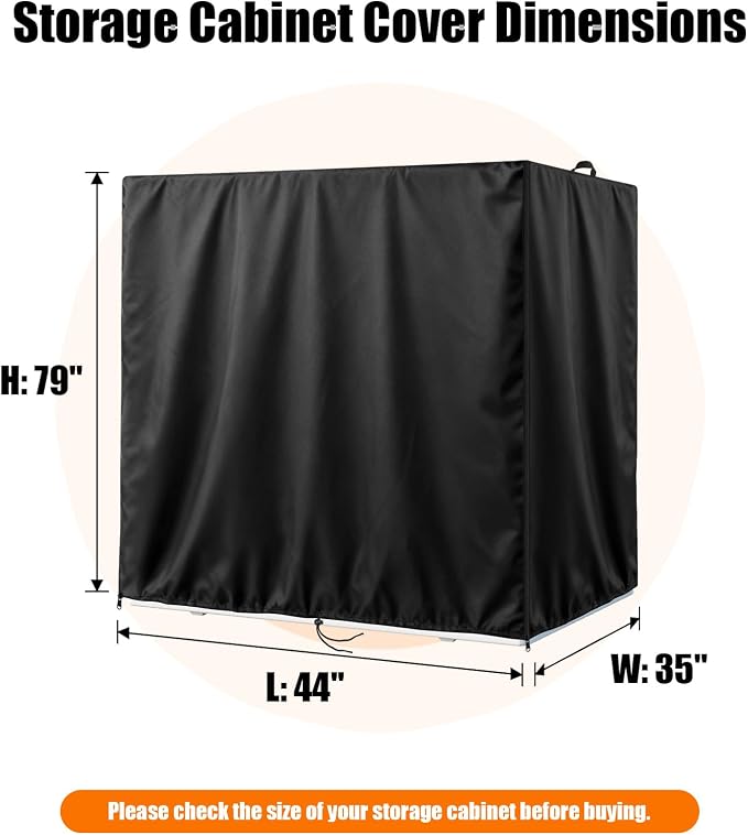 Kasla Outdoor Storage Cabinet Cover, 44"L×35"W×79"H | Heavy-Duty and Waterproof, Fits Storage Shelf, Storage Shed, Deck Box for Kitchen Patio Garden Organization and Storage