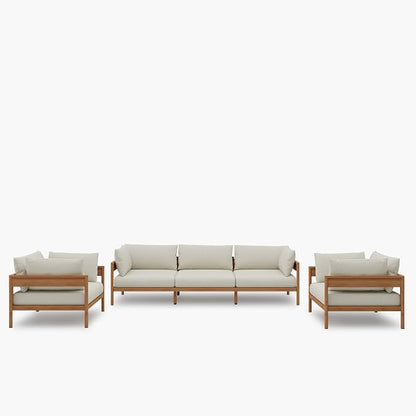 Acanva Vento Outdoor Patio Furniture Set, Couch + 2 x Armchairs | All-Weather Aluminium Frame, Water-Resistant Olefin Cushions, Patio Conversation Sets for Backyard, Garden, Porch