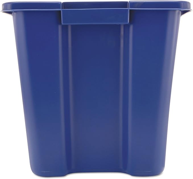 Rubbermaid Commercial Products Stackable Recycling Bin, 14 Gallon, Blue Storage Container, for Garage/Kitchen use for Boxes/Paper Recycle (Pack of 6)