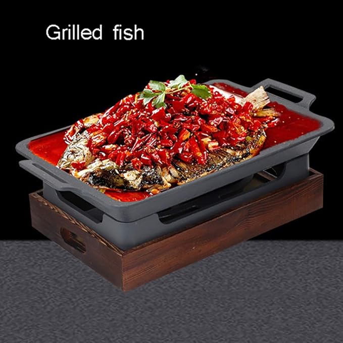 BBQ Barbeque Barbecue Grill,BBQ,Rectangular Charcoal Alcohol Fish Grill,Evenly Heated,Indoor and Outdoor Barbecue Grill,30cm (Size : 42cm29cm)