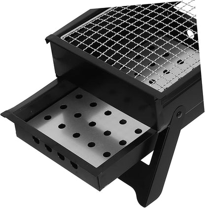 Portable Charcoal Grill Compact Folding for Outdoor Cooking Camping and Backyard Gatherings Features Pullout Charcoal Box for Easy Use and Cleaning for People