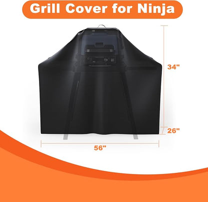 Cover for Ninja XSKUNSTAND Outdoor Stand with Two Side Tables, Ninja Woodfire Grill OG700/800/900 Series & Oven OO101, Artisan Pizza Oven MO201, 600D Waterproof Grill Cover, 56" W x 26" D x 34" H