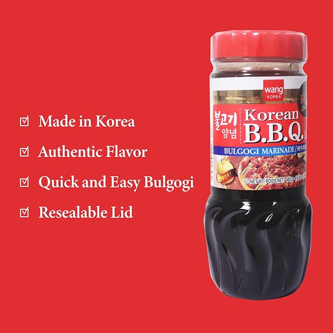 Wang Bulgogi Sauce - Korean BBQ Marinade for Beef Bulgogi, Authentic Korean Bulgogi Sauce, Sweet Savory Flavor, No MSG, Made in Korea - 16.93 oz Bottle - Perfect for Korean BBQ