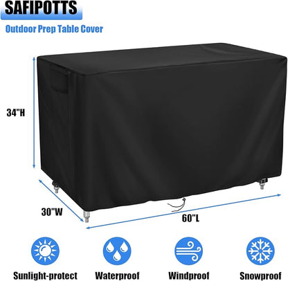 420D Outdoor Prep Table Cover 60 Inch,60''L x 30''W x 34''H,Black | Waterproof Patio Stainless Steel Table Cover, Workbench Covers Waterproof, Picnic BBQ Grill Cart Cover