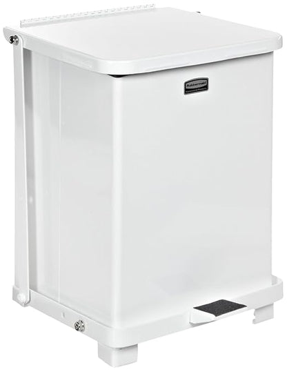 Rubbermaid Commercial Products Defenders Biohazard Steel Trash Can, Step-On, 25 GAL, White, Hospital/Doctor's Office/Healthcare Facilities
