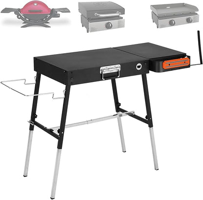 Portable Griddle Stand Compatible with Blackstone 17" or 22" Griddles - Folding Grill Table with Magnetic Tool Rack, Paper Towel Holder, Bottle Opener & Hooks for Outdoor Camping