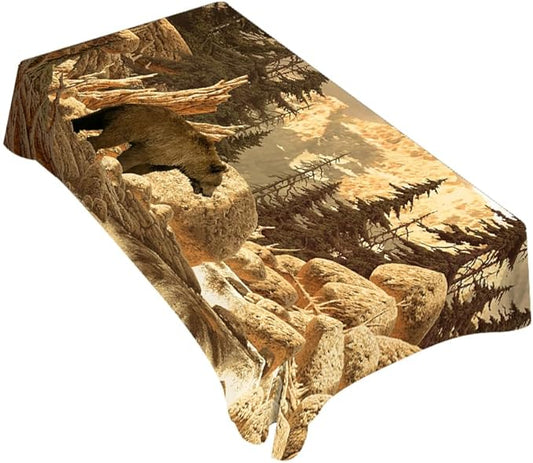 TKS MITLAN Grizzly Bear Tablecloth Decor Animal Bear Brook Canyon Mountain Table Cloth Dining Room Kitchen Table Cover 60" X 84" Oblong/Rectangle