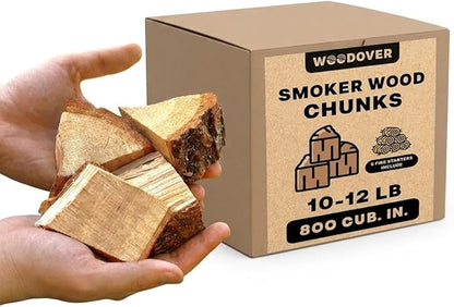 Woodover Smoker Chunks - Wood Chunks for Smokers, Kiln Dried BBQ Fruitwood for Smoking Meat and Grilling, 2x3 Inch Pieces, 12 lb (800 Cu in.), Apple and Cherry