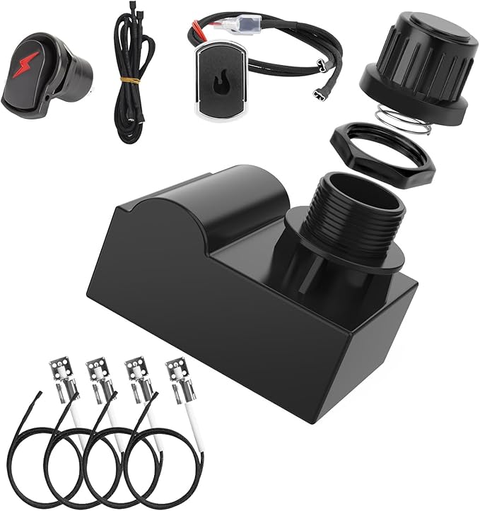 Grill Igniters for Charbroil Ignitor Replacement Kit, 4-Outlets Electronic Ignition Module with Wires G511-0055-W1 and 2 Push Buttons Igniter for Charbroil Surefire Ignition Systems