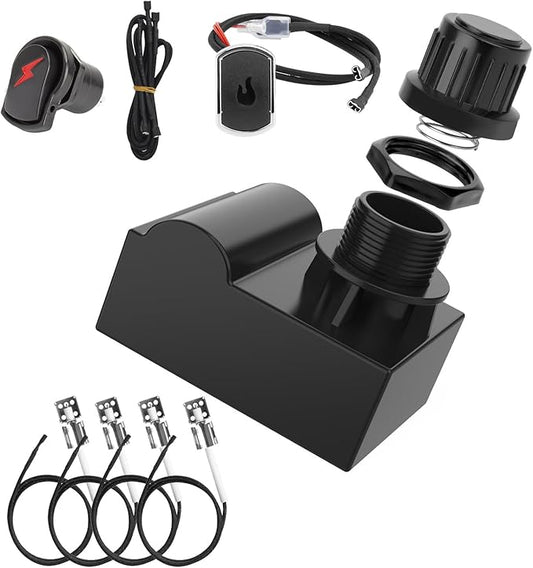 Grill Igniters for Charbroil Ignitor Replacement Kit, 4-Outlets Electronic Ignition Module with Wires G511-0055-W1 and 2 Push Buttons Igniter for Charbroil Surefire Ignition Systems