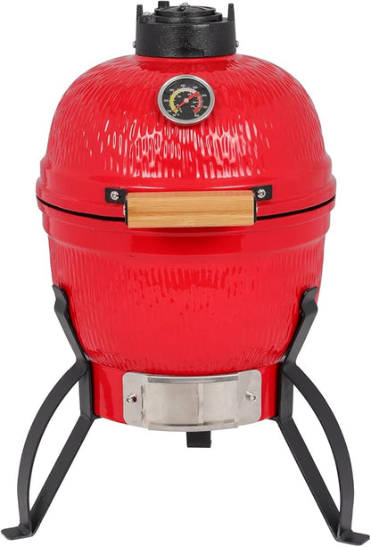 Ceramic Charcoal Grill with Heat Retention Technology for Outdoor Cooking and Smoking