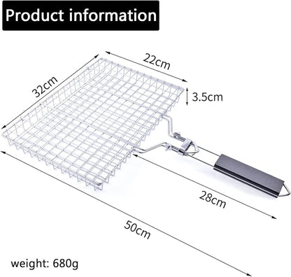 Grill Basket Large Portable Folding BBQ Camping Grilling Rack for Fish, Vegetables, Shrimp, Barbeque Griller Cooking Accessories, Grilling Gifts