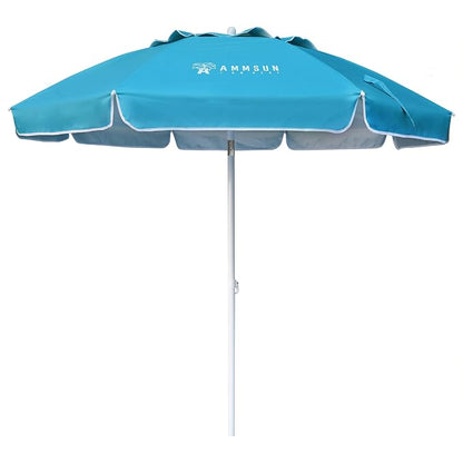 AMMSUN 6.5ft Portable Patio Beach Umbrella for Sand with Tilt, Air Vent | UPF50+ Sun Protection, Windproof Outdoor Umbrellas with Carry Bag, for Patio Beach Garden Pool Backyard, Sky Blue