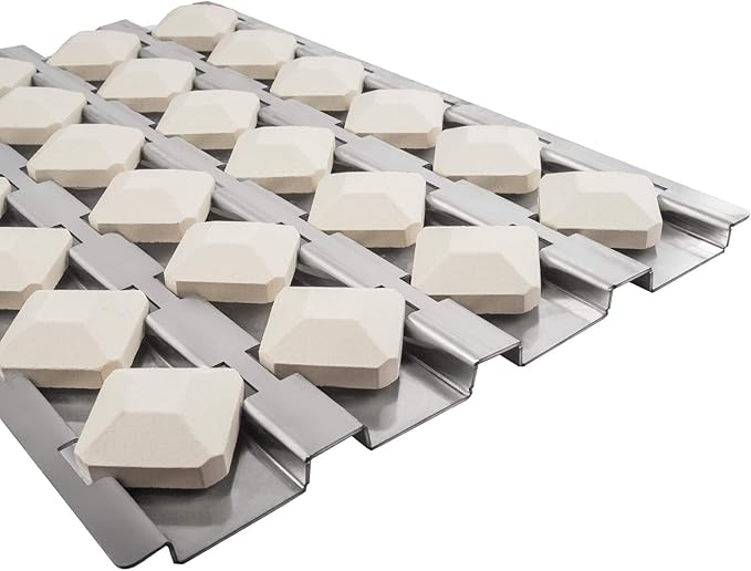 BBQ Future Stainless Steel Heat Plate Flame Tamer with 24pcs Ceramic Briquettes Compatible Alfresco ALX2-30, ALX2-42, ALX2-56 Series Gas Grills