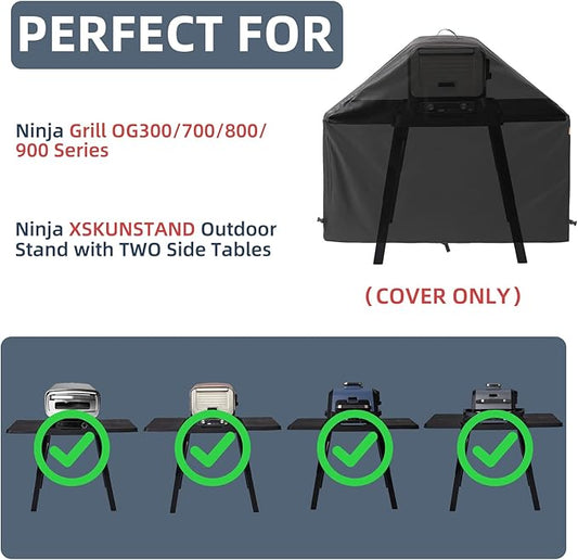 Waterproof Cover for Ninja XSKUNSTAND Outdoor Stand with Two Side Tables, Grill Accessories for Ninja Woodfire Grill OG300/700/800/900 Series & Oven OO101, for Artisan Pizza Oven MO201 (Cover Only)