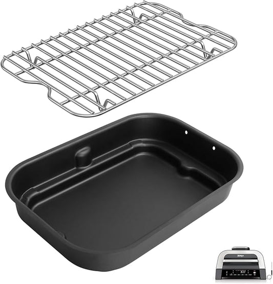 Outspark Grill Roast Rack and Cooking Pot for Ninja Foodi FG551/DG551 Smart XL Indoor Grill Accessories, Air Fryer Rack & Non-Stick Griddle Pan for Ninja Foodi DG651