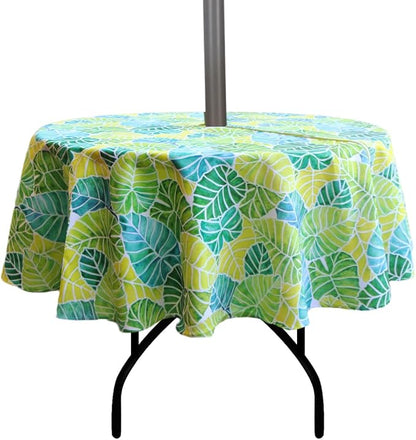EHouseHome Outdoor Indoor 70inch Round Tablecloth with Umbrella Hole and Zipper, Waterproof Zippered Patio Table Cloths, Spring/Summer Table Covers for Backyard Circular Table/BBQs/Picnic