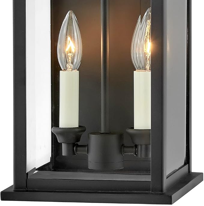 Hinkley Weymouth Medium Outdoor Wall Mount Rectangle Lantern, Black Finish