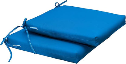 QILLOWAY Outdoor Indoor Seat Cushions, Square Foam Dining Chair Pads,All Weather, 17"x17"x3" (Marine Blue, 2 Count (Pack of 1))