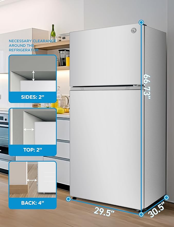 Commercial Cool 18 Cu. Ft. Top Mount Refrigerator with Freezer, 2-Door Refrigerator with Top Freezer and Adjustable Temperature Control, Ice Maker Ready, Energy Star Certified, White | 2-Door Refrigerator with Top Freezer, Adjustable Temperature Contro...