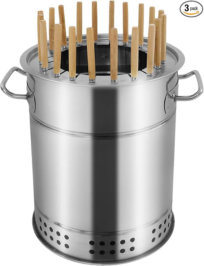 Charcoal Hanging Grill Portable Charcoal Grill with Charcoal Drum Skewer Grill for Camping Picnics Parties Beaches Outdoor Vertical Charcoal Grill for 3-8 People