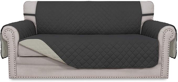 Easy-Going Reversible Couch Cover, 2 Cushion Sofa, Darkgray/Beige | Oversized Loveseat Slipcover For Dogs, Water Resistant Mat, Living Room, Non-Slip Sofa Cover, Pet Friendly