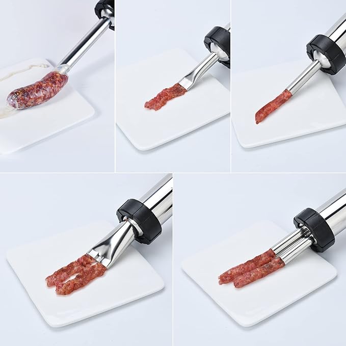 Professional Beef Jerky Gun Kits, Stainless Steel Jerky Maker, Jerky Cannon, Meat Gun with 5 Stainless Nozzles and 5 Brushes