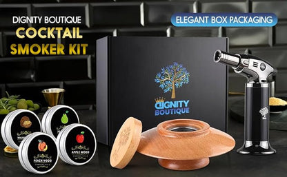 Cocktail Smoker Kit – Premium Old Fashioned Cocktail Kit Whiskey Smoker Kit Includes 4 Wood Chips, Torch, Cover – Smoking Accessories Bourbon Gifts for Men